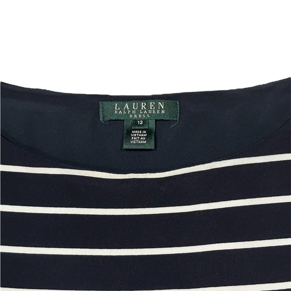 Lauren RalphDress Womens Sz 12 Black Chevron Striped Sleeveless Jewel Neck EUC - Picture 7 of 7